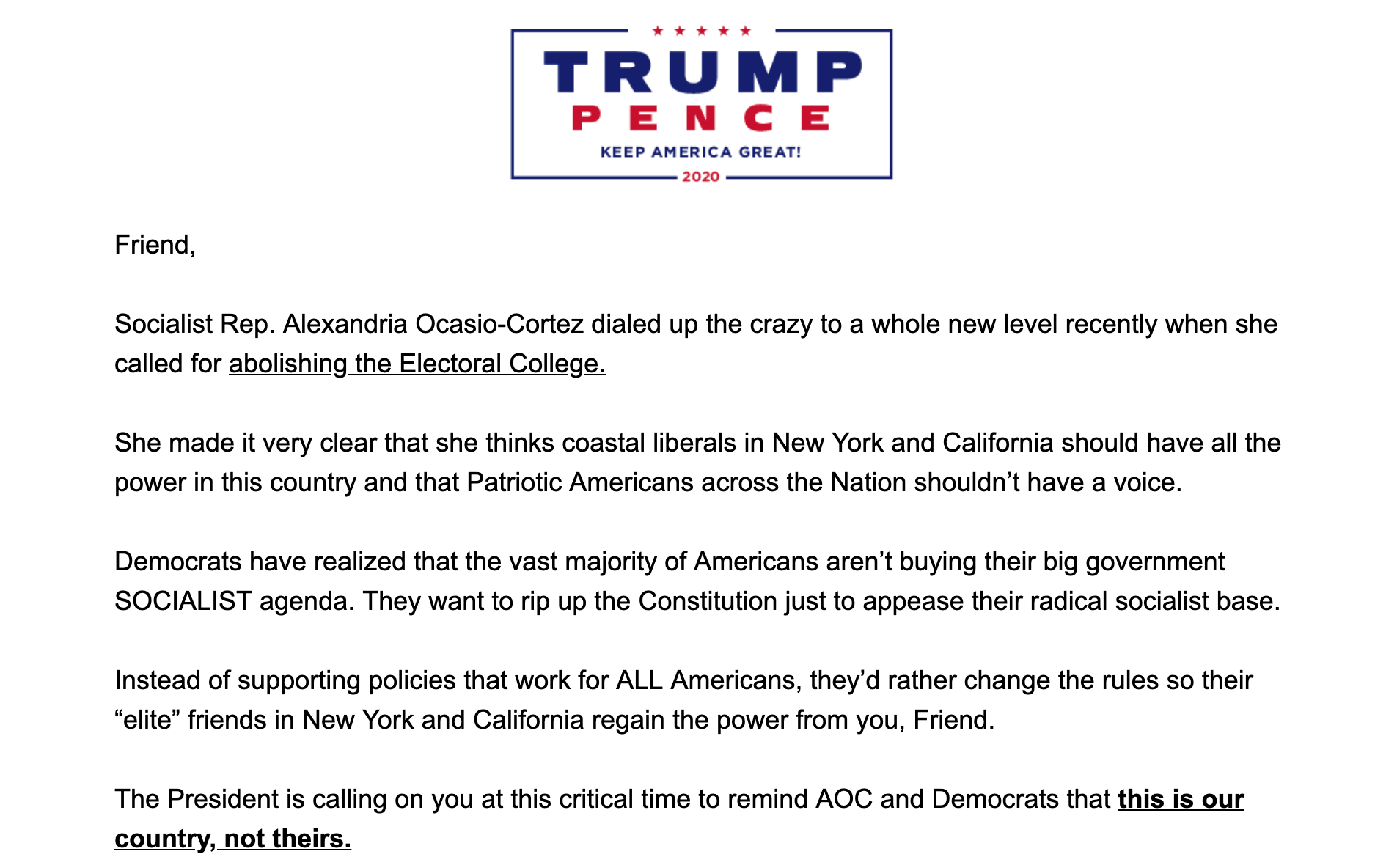 trump pence email