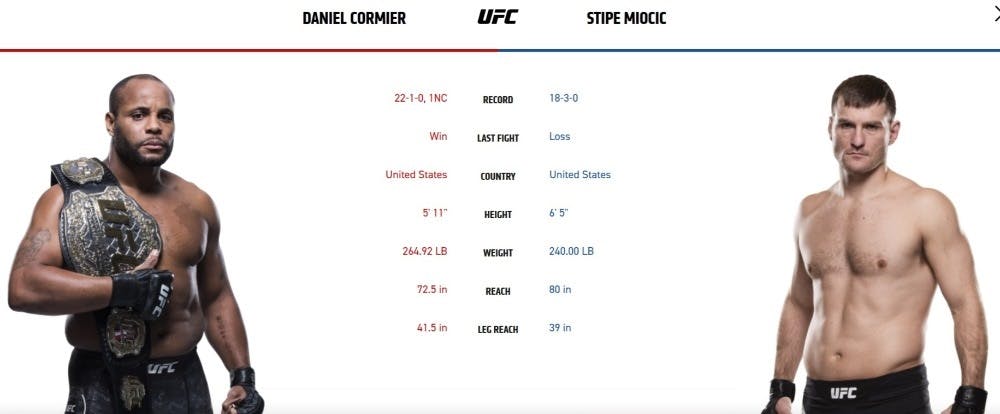 Daniel Cormier vs Stipe Miocic UFC 241 main event