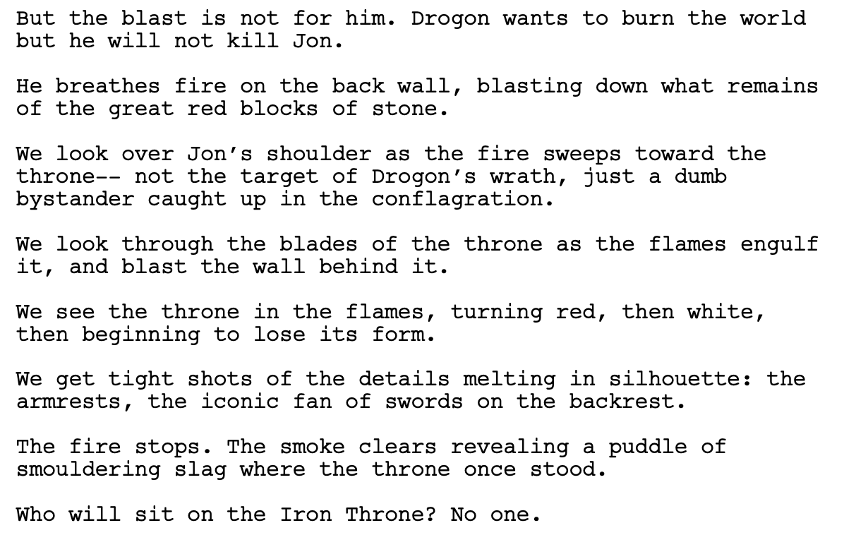 got script drogon iron throne