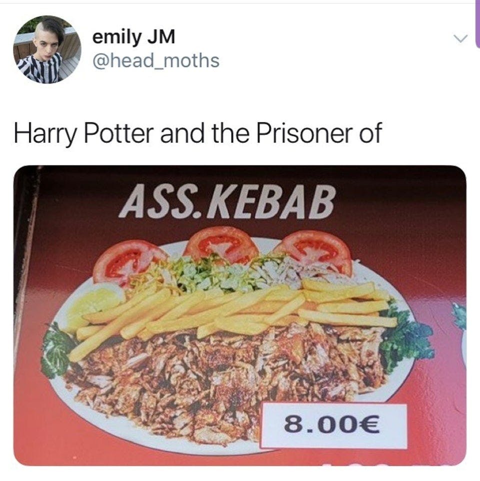 Harry Potter memes - ass kebab