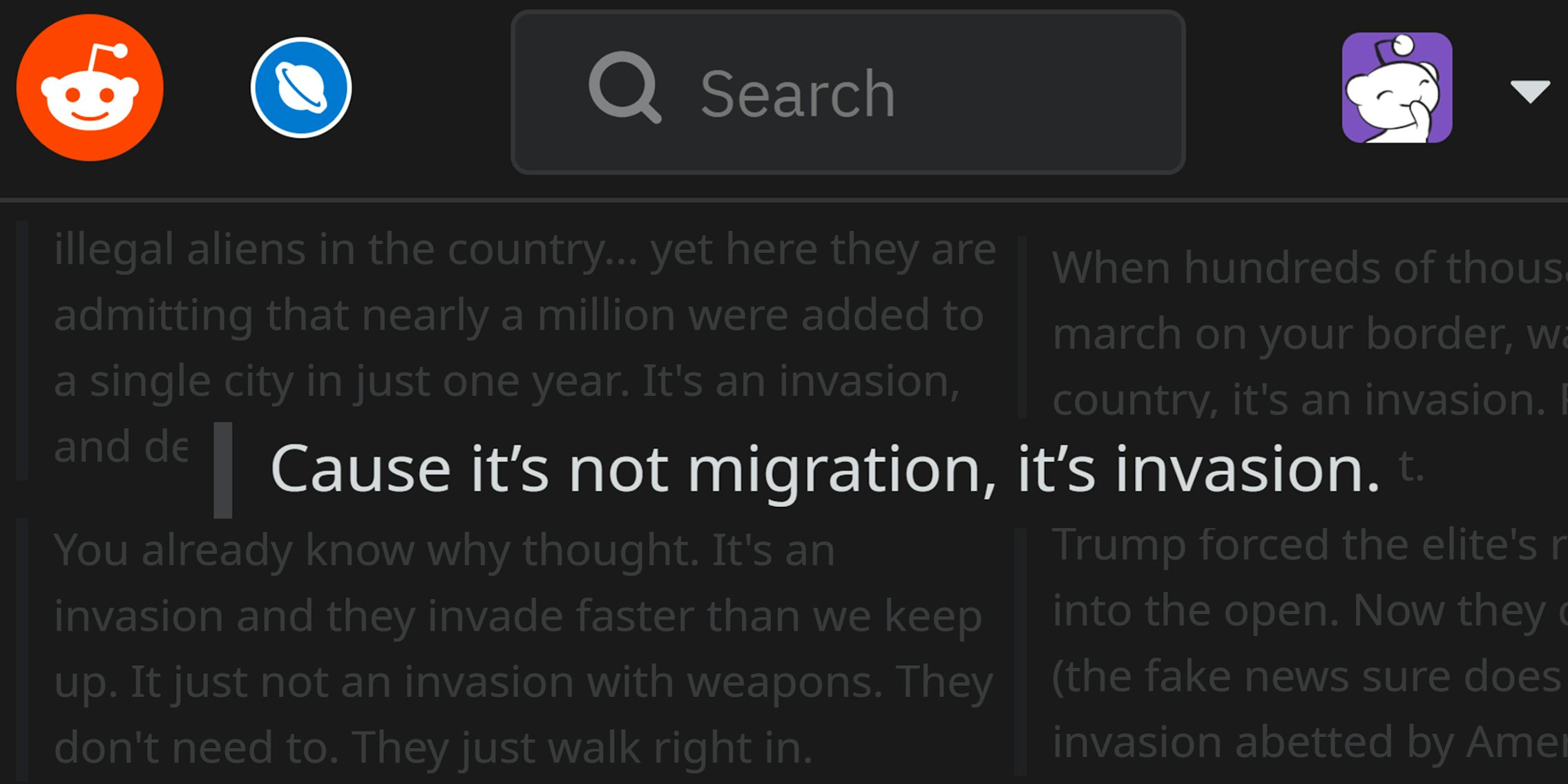 invasion rhetoric on reddit
