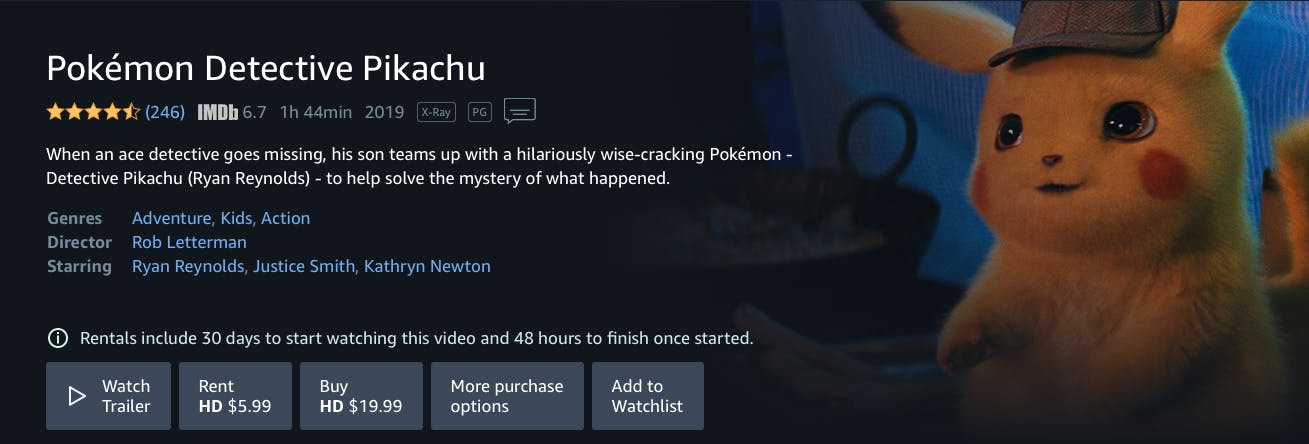 watch Detective Pikachu rent buy