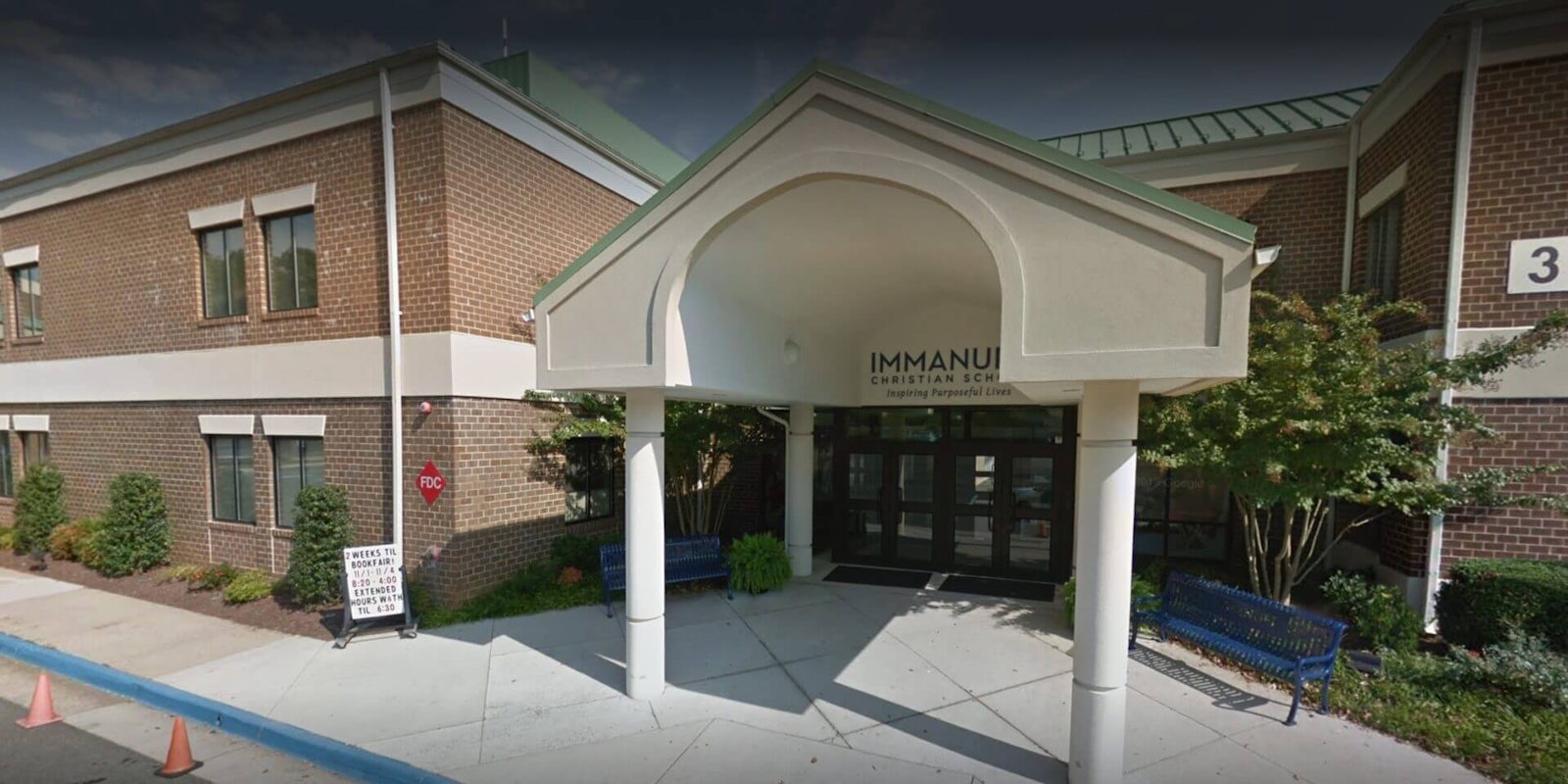 A Google map view of Immanuel Christian School in Springfield, VA