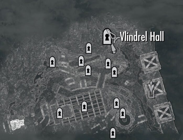 Vlindrel Hall - map