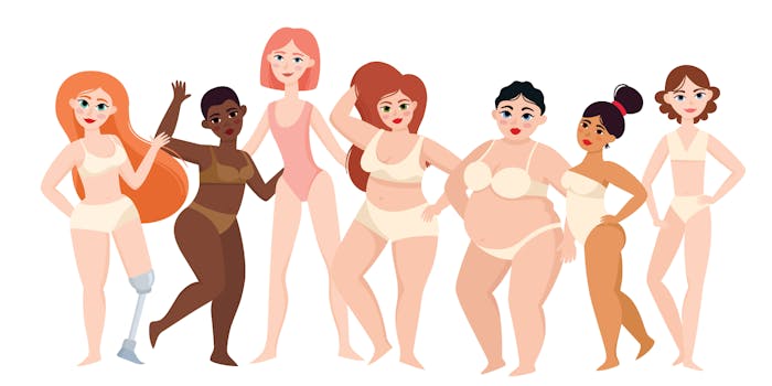 illustration of women of varying body types in underwear