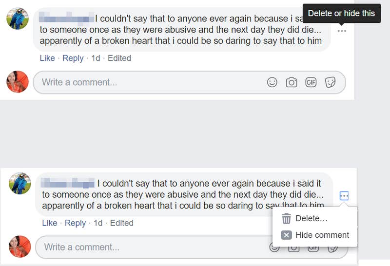 hiding in the comments meaning