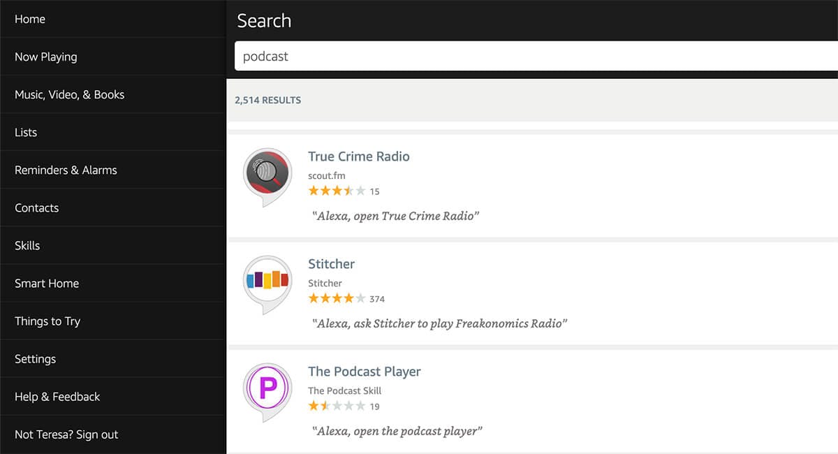 podcasts on Alexa