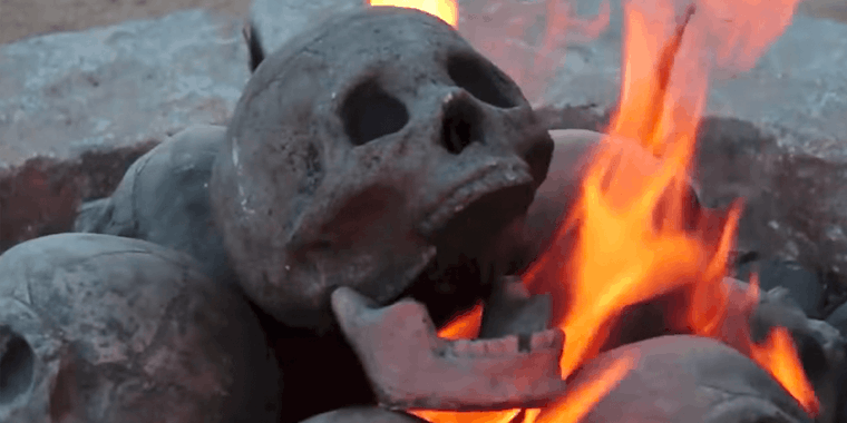 skull fire logs