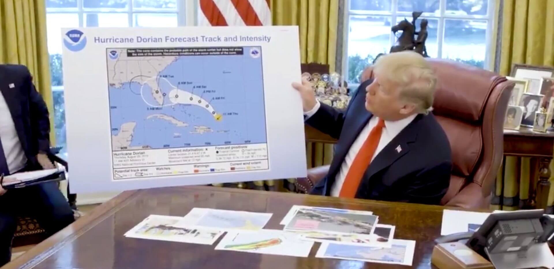 Donald Trump Shows Altered Hurricane Dorian Map During Briefing