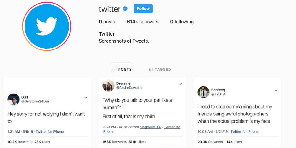 Twitter Has an Instagram Account–and It's So Petty