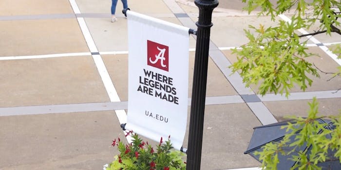 A University of Alabama flag reads 'Where legends are made'