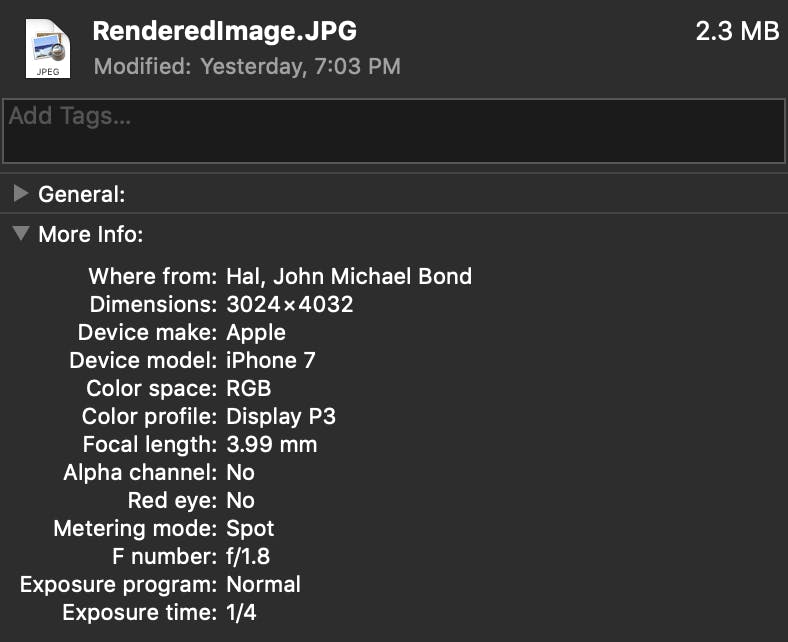 what is image metadata - exif example