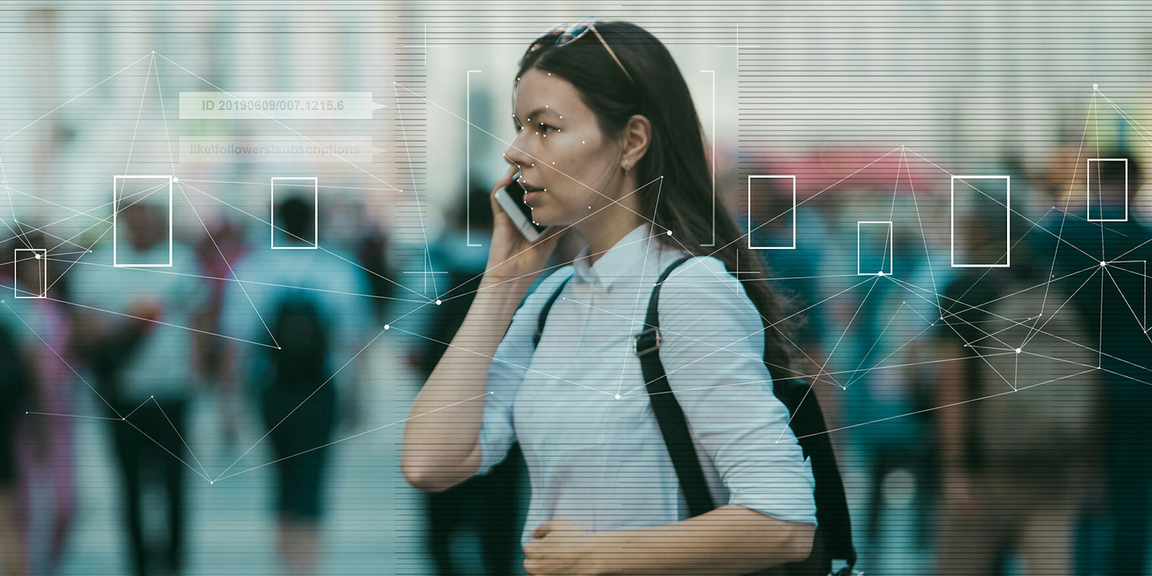 woman on street facial recognition