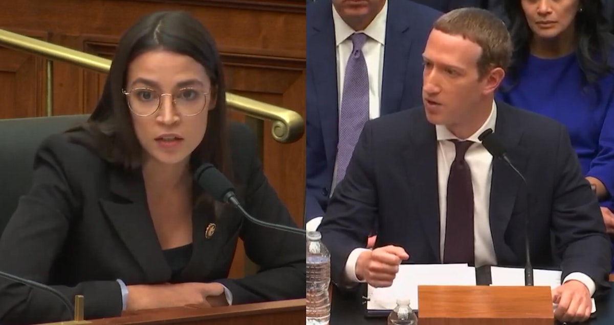 Alexandria Ocasio-Cortez Mark Zuckerberg Facebook Libra Hearing