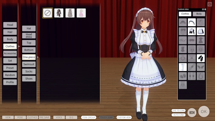 Custom Order Maid 3D 2 still showing a maid costume creator