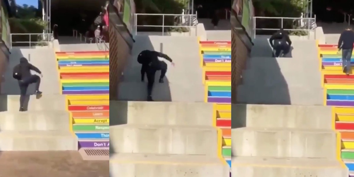 homophobe-rainbow-stairs-video