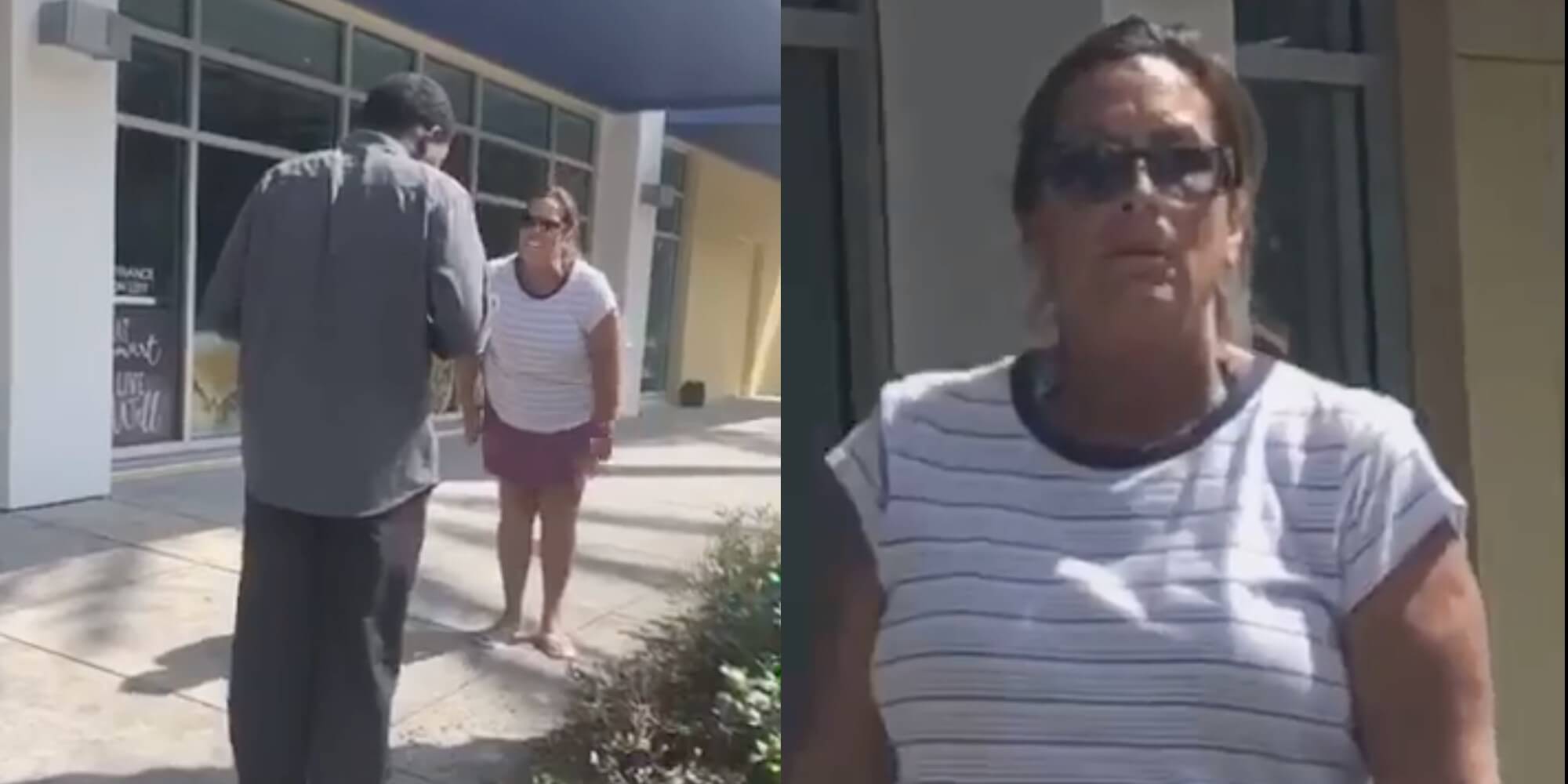 Screengrabs show a white woman screaming at a Black teenager