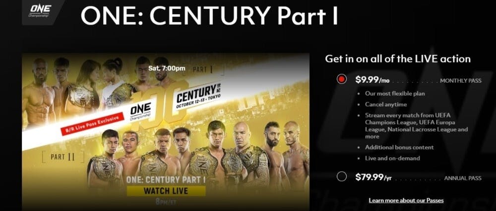 B/R Live ONE Championship live stream