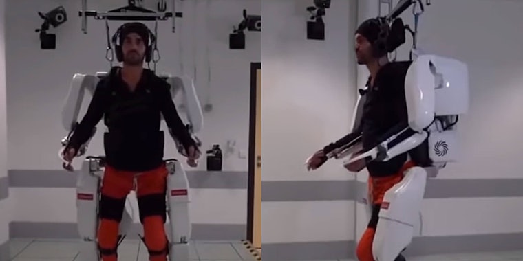 exoskeleton controlled by a brain-machine interface