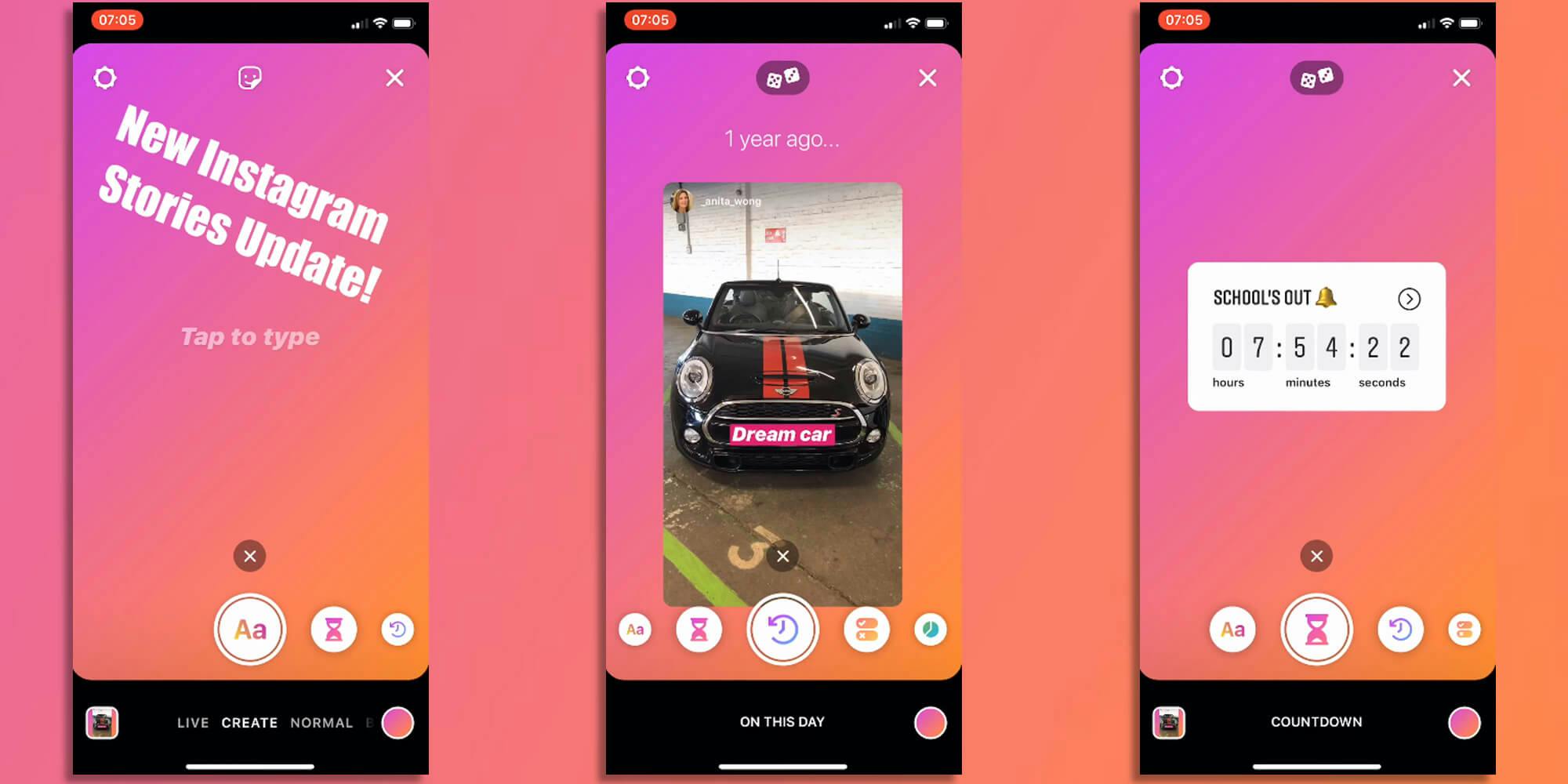 Instagram Stories ganha nova câmera com modo Criar e recurso #tbt