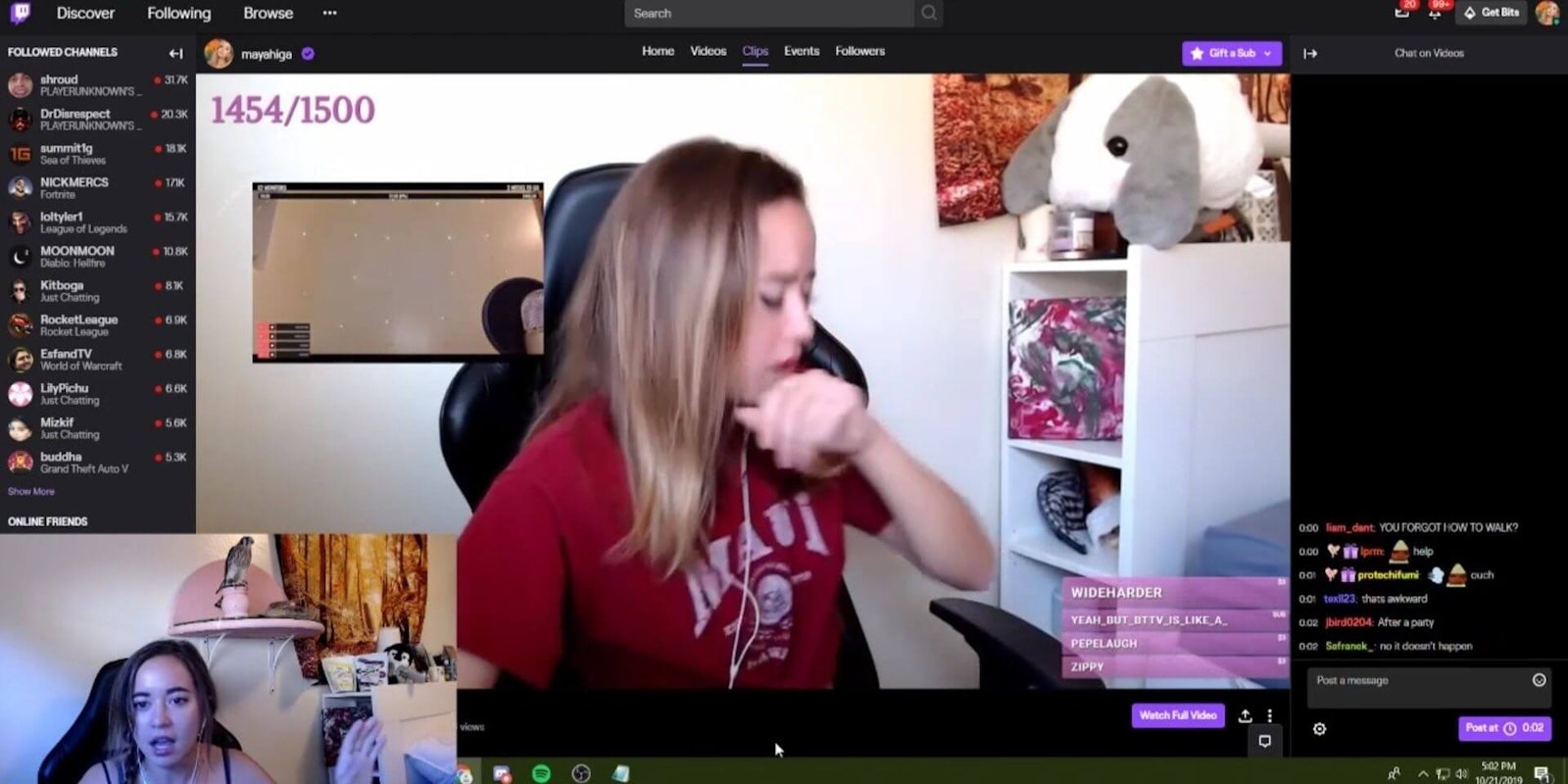 Maya Higa Twitch sneezing VODs