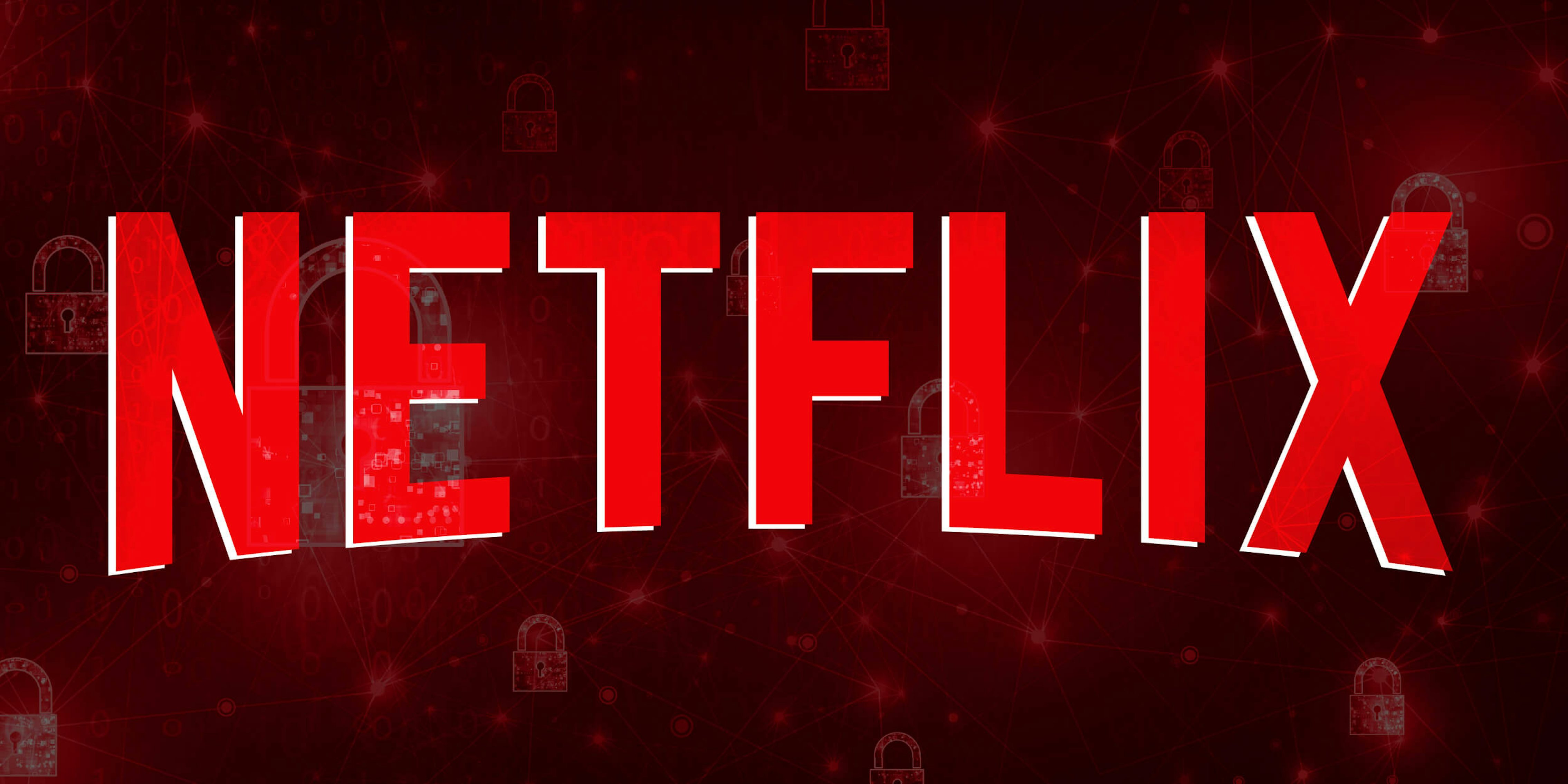 Netflix logo over digital lock background