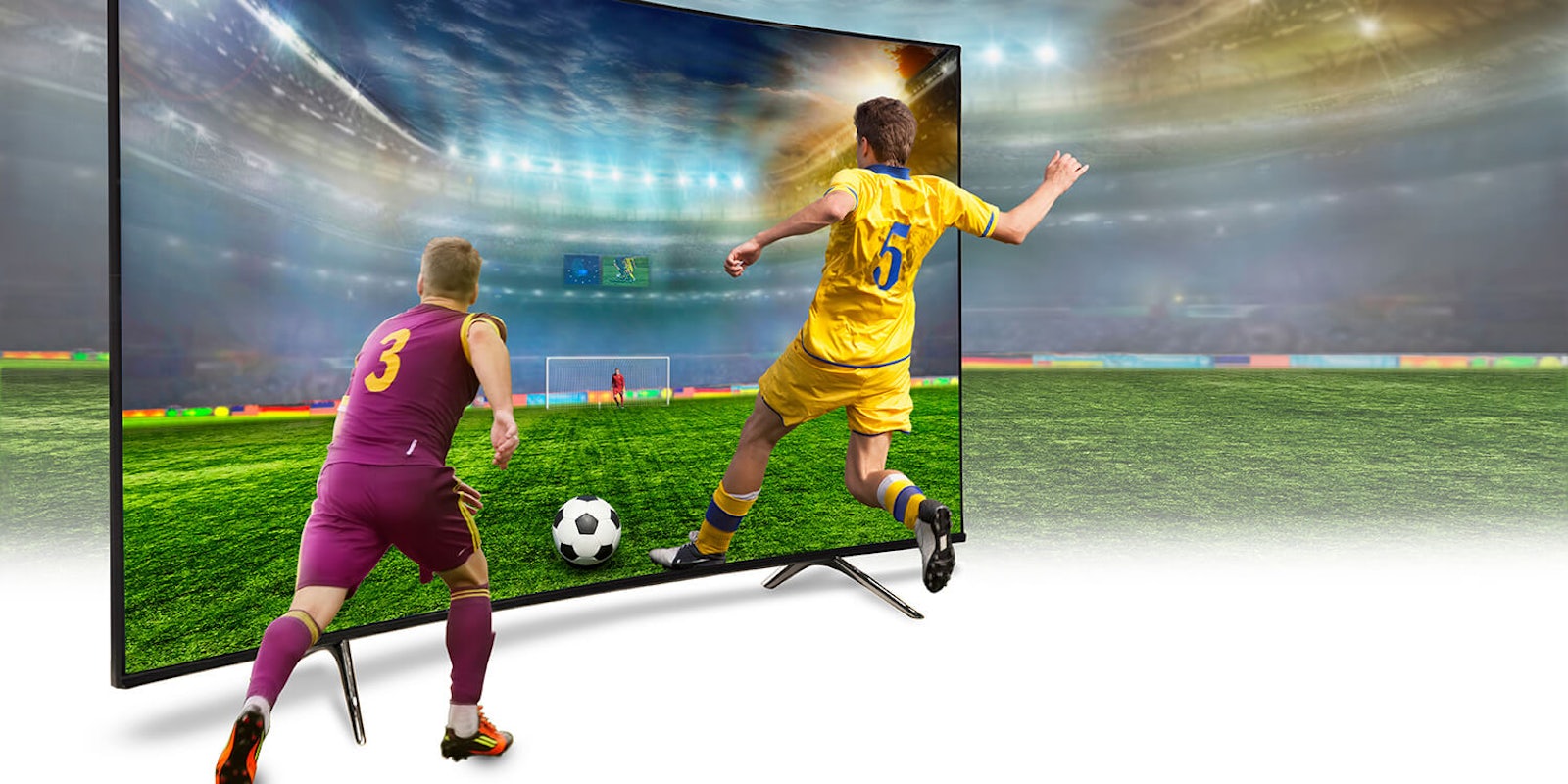 soccer players on 4k screen