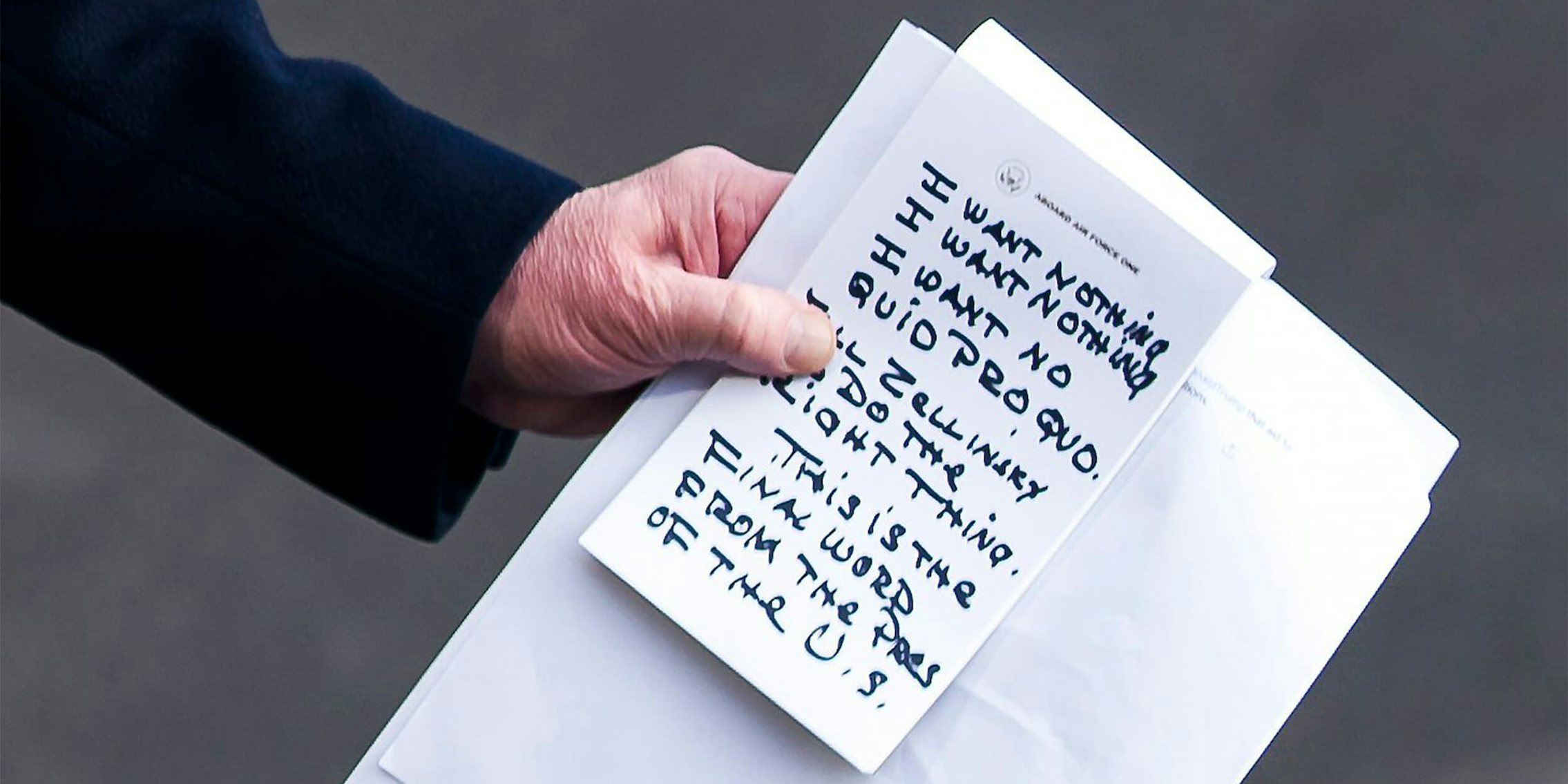 Donald Trump handwritten 'I want nothing' note