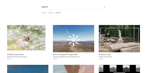 Screenshot showing the first image results for the tag "warm"