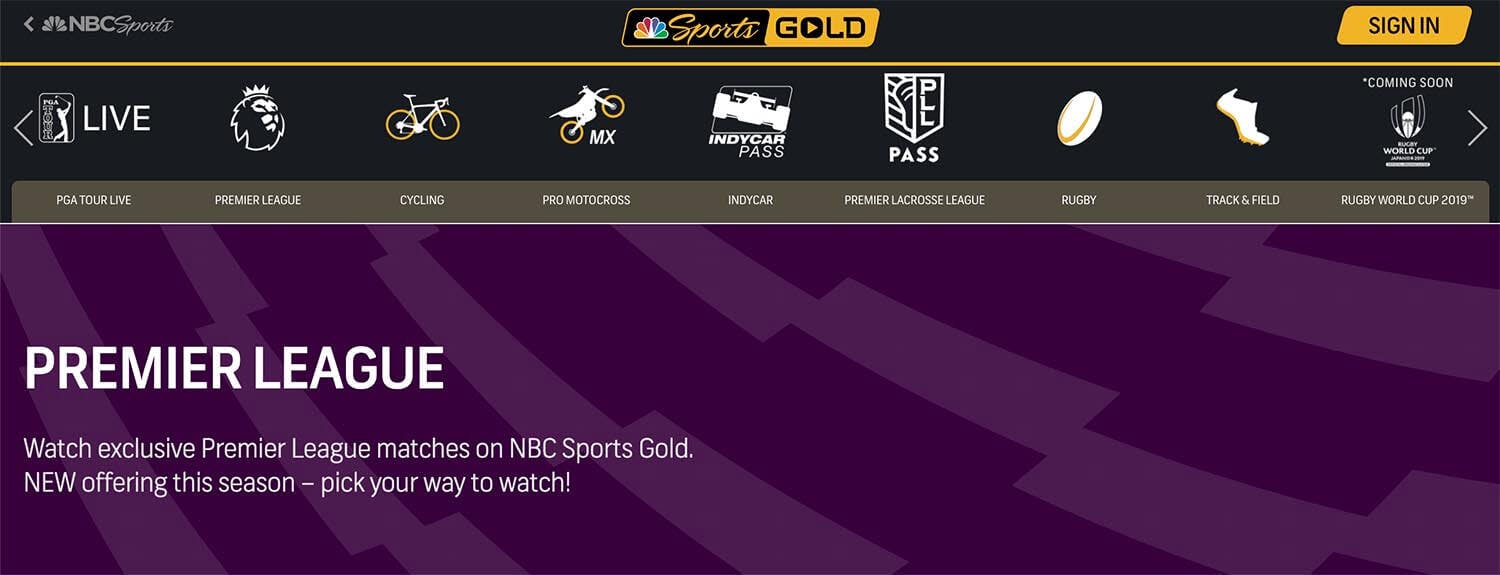 NBC Sports Gold streaming info