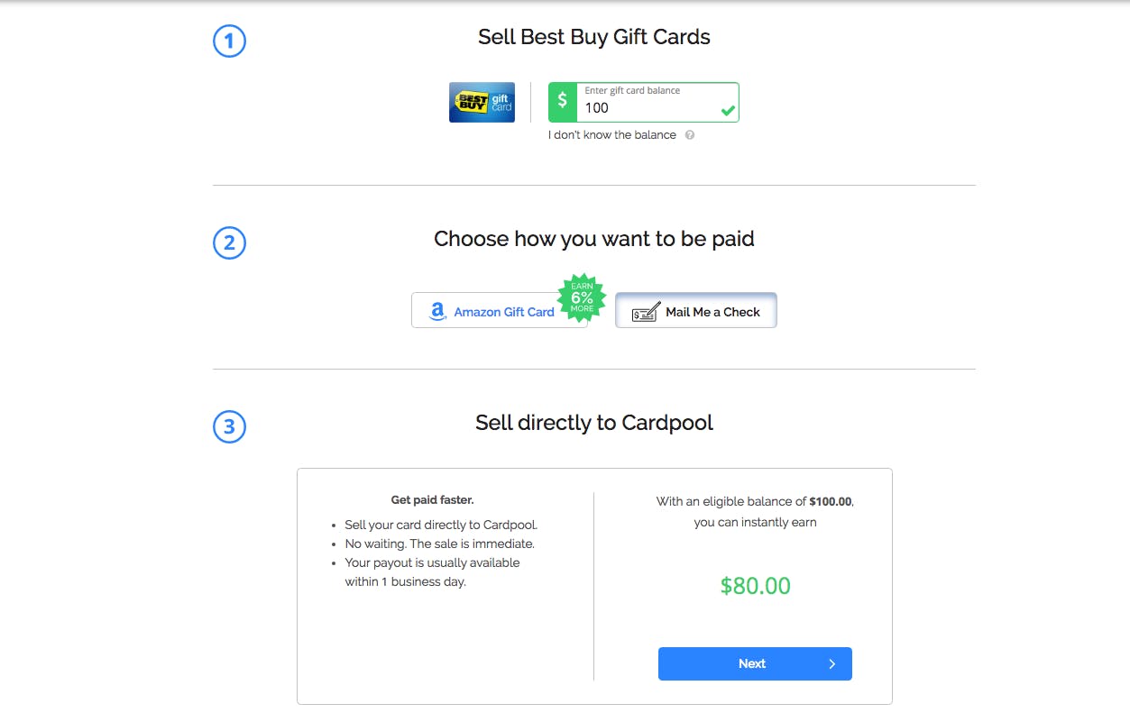 Cardpool online site for selling unwanted gift cards