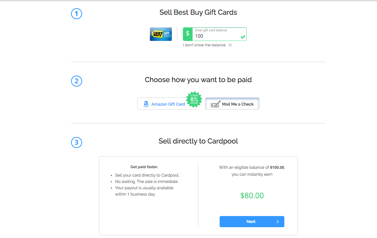 Cardpool online site for selling unwanted gift cards