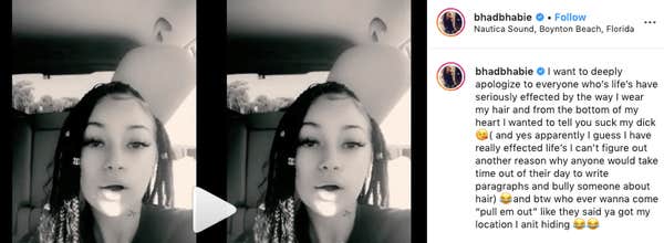 Bhad Bhabie Instagram response