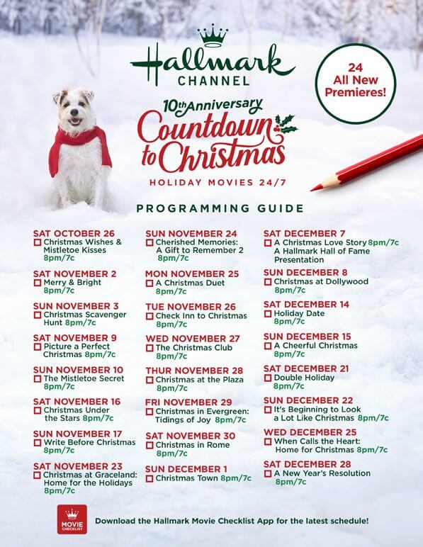 hallmark christmas movie list 2019