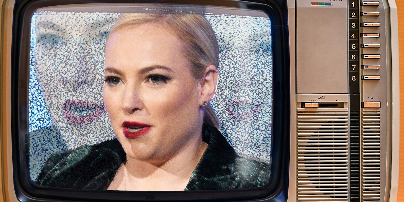 Meghan McCain on an old television set