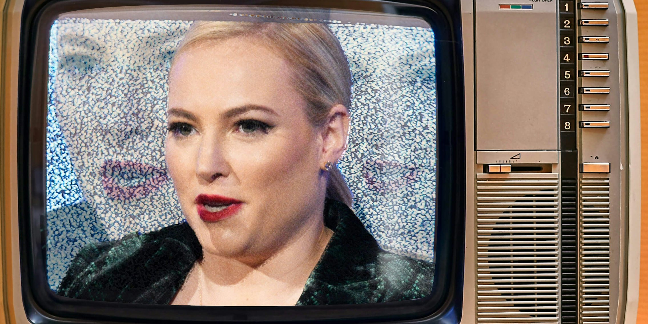 Meghan McCain on an old television set