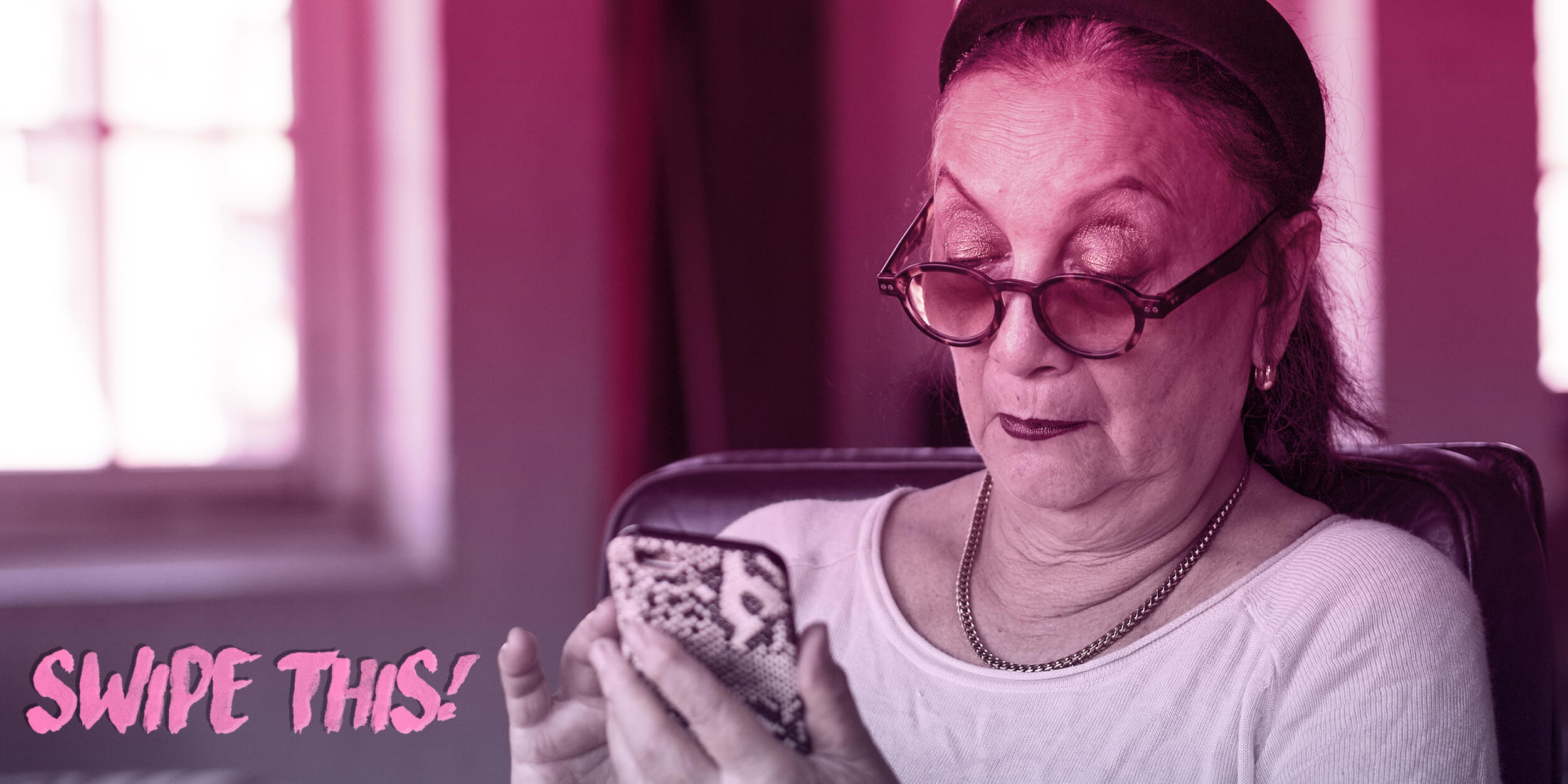 woman looking at social media on her phone