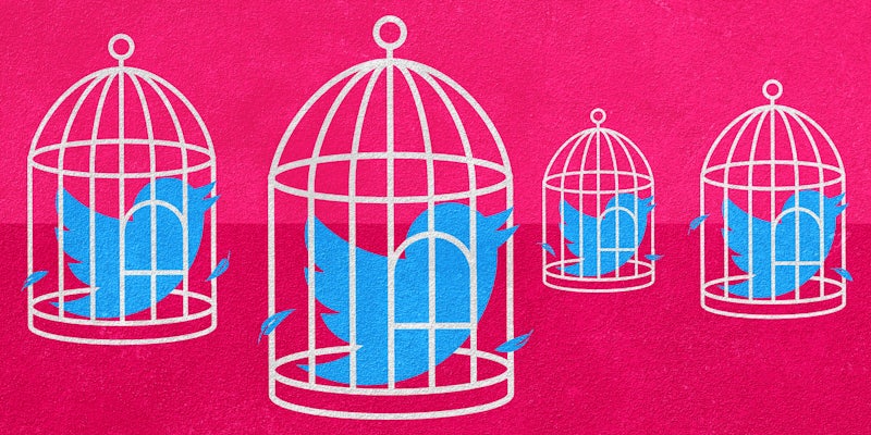 twitter birds locked in cages