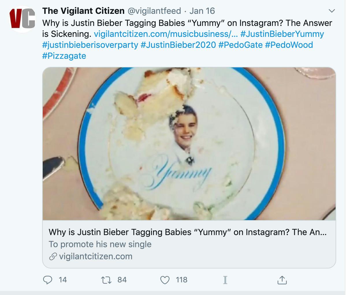 justin bieber pizzagate plate of cake from yummy video