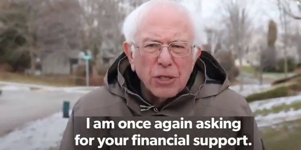 bernie sanders I am once again asking for your financial support meme