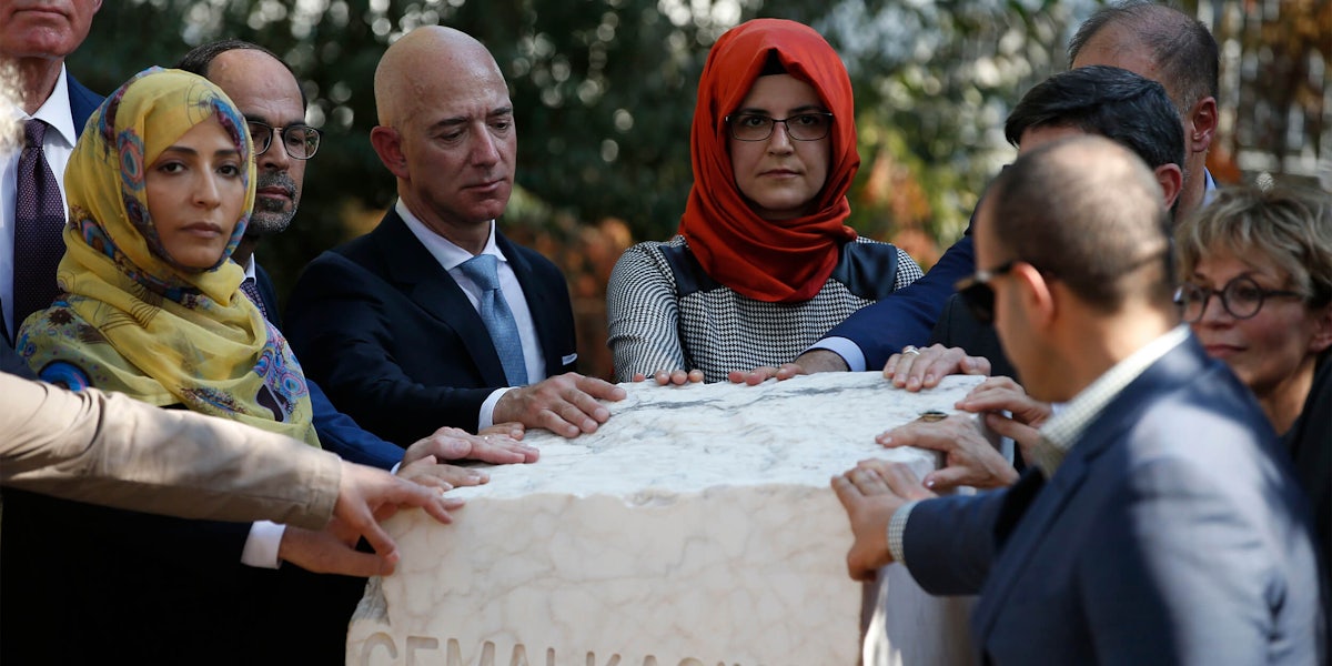 Jeff Bezos at memorial of Jamal Kashoggi