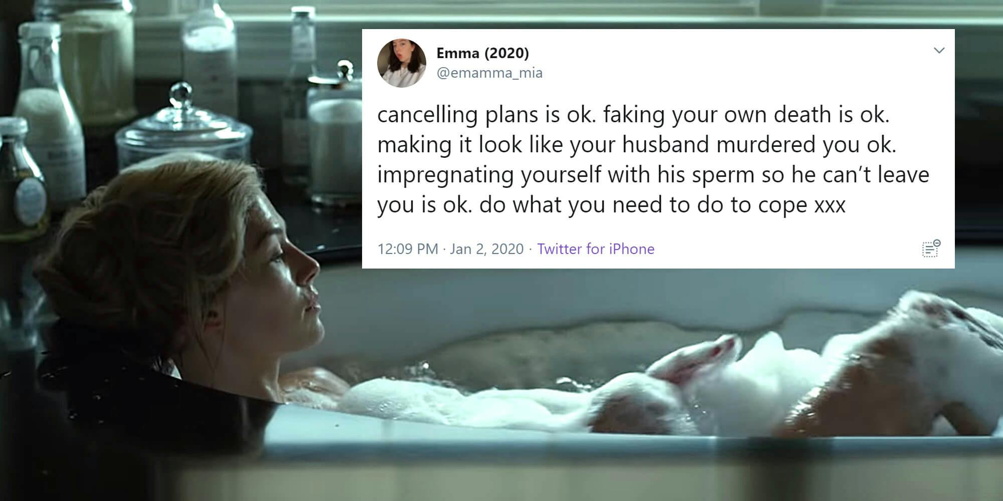 "cancelling plans is ok" tweet over "gone girl" trailer