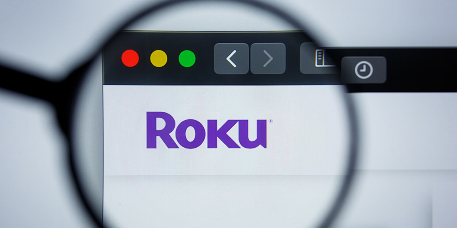 Roku logo under microscope