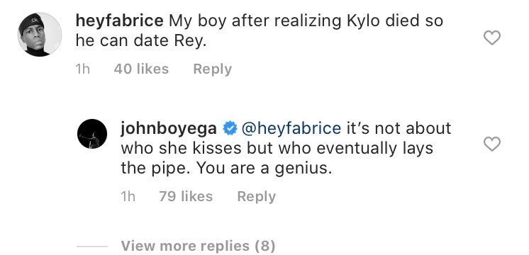 john boyega instagram comment rey