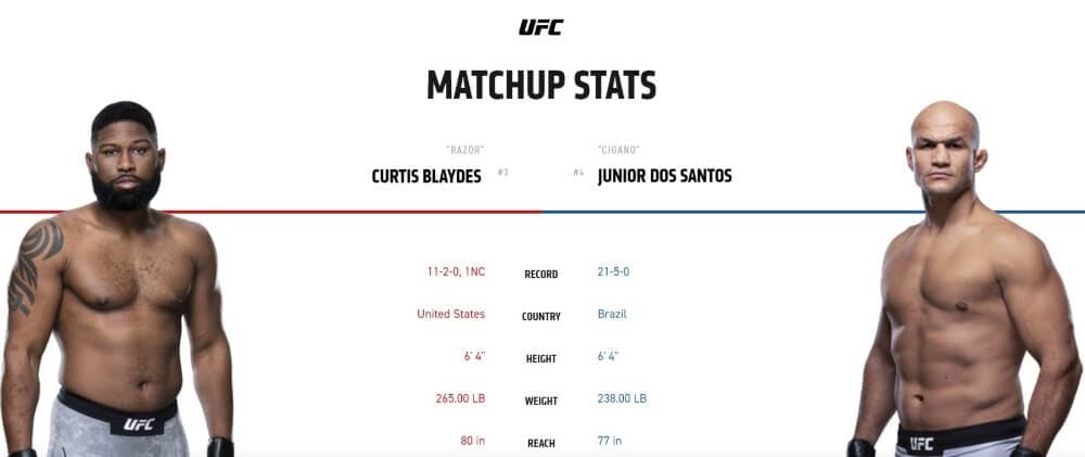 Junior dos Santos vs Curtis Blaydes live stream ESPN+