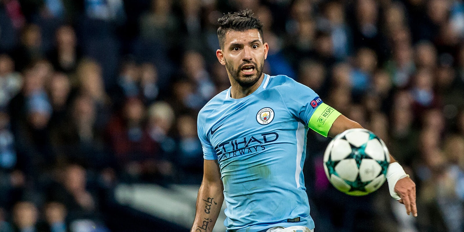 Sergio Aguero playing for Manchester City