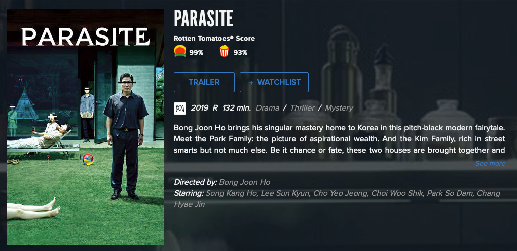 watch parasite rent buy on Fandango Now