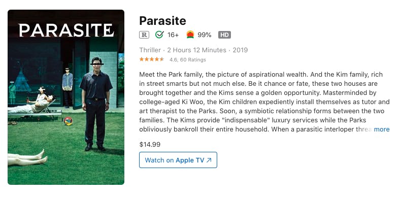 watch parasite rent buy on iTunes
