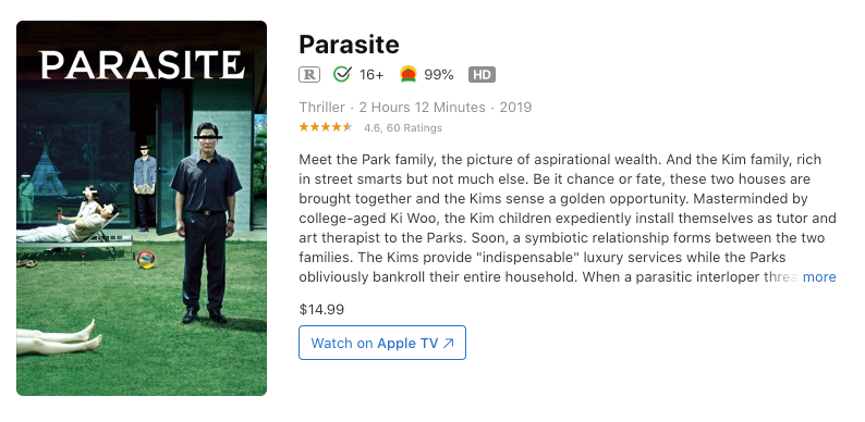 watch parasite rent buy on iTunes