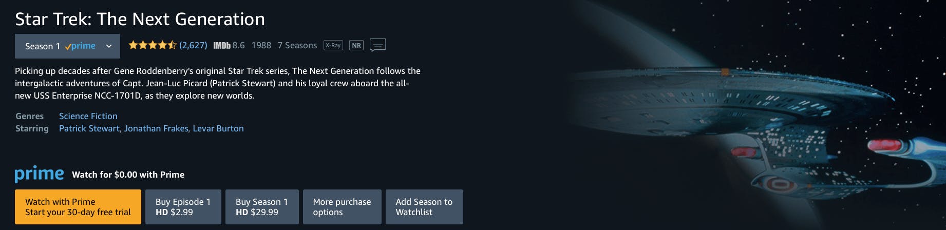watch Star Trek the next generation on Amazon Prime